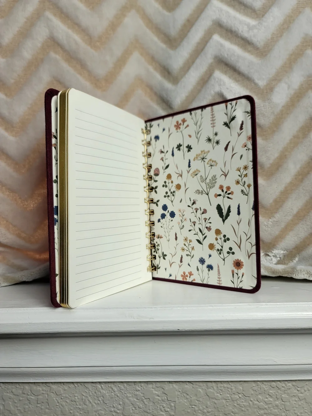 Threshold Burgundy Spiral Notebook with Gold Floral Accent